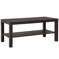 HOMCOM 2 Tier Coffee Table with Storage Shelf, Rectangular Center Table for Living Room, Home Office Furniture Walnut(m-12)