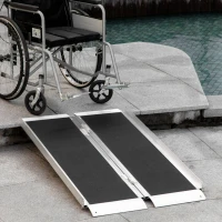 HOMCOM 4' Portable Wheelchair Ramp Aluminum Threshold Mobility Single-fold for Scooter with Carrying Handle(m-10)