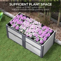 Outsunny Wooden Elevated Planter Box with Storage, 59" x 30" x 29.5" Raised Garden Bed for Vegetables, Flowers, Herbs, Grey(m-4)