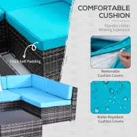 Outsunny 7 Pieces Outdoor Rattan Furniture Set, Patio Wicker Sectional Conversation Sofa Set w/ Cushions & Coffee Table(m-5)