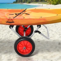 Soozier 198LBS Kayak Cart, Foldable Canoe Dolly, Kayak Carrier Transport Trailer w/ NO-Flat Wheel and Aluminum Frame, Silver(m-8)
