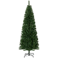 HOMCOM 6 FT Artificial Christmas Tree Pencil Xmas Tree with Stand, 618 Tips, Holiday Home Indoor Decoration for Party, Green(m-1)