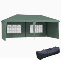 Outsunny 10' x 20' Pop Up Canopy Tent with 4 Sidewalls, Instant Gazebo with Carry Bag for Garden, Patio, Green(m-1)