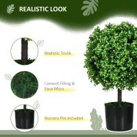 HOMCOM 2 Pack Artificial Tree Boxwood Topiary with Fruits, 20.75", White(m-5)