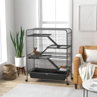 PawHut 53.5"H Small Animal Cage 5-Level Metal Ferret Cage for Rabbits(m-10)