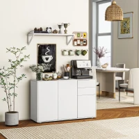 HOMCOM Kitchen Sideboard Storage Cabinet, Modern Coffee Bar with Push-Open Design and 2 Drawers for Living Room, White(m-8)
