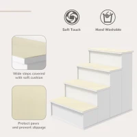 PawHut Dog Steps Pet Stairs for Bed Cat Ladder for Couch with Non-Slip Carpet, 15.7" x 23.2" x 21.3", White(m-4)