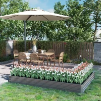 Outsunny L-Shaped Raised Garden Bed, 82" x 109" x 12" Galvanized Steel Planter Box with Multi-reinforced Rods for Vegetables, Flowers and Herbs, Dark Grey(m-8)