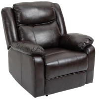 HOMCOM PU Leather Manual Recliner with Thick Padded Upholstered Cushion and Retractable Footrest, Brown(m-11)