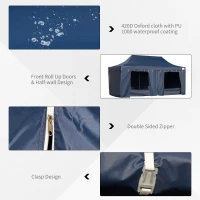 Outsunny 10' x 20' Pop Up Canopy Tent with Sidewalls & Doors, Instant Tents for Parties with Wheeled Carry Bag, Height Adjustable, for Outdoor, Garden, Patio, Blue(m-6)