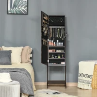 HOMCOM Mirror Jewelry Cabinet Armoire, Lockable Jewelry Organizer with Full-Length Mirror, 3 Angle Adjustable, Brown(m-7)