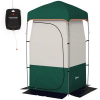 Outsunny Camping Shower Tent, Portable Privacy Shelter with Solar Shower Bag, Removable Floor and Carrying Bag, Green(m-1)