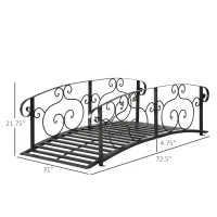 Outsunny 6' Metal Arch Backyard Garden Bridge, Safety Siderails, Arc Footbridge for Backyard Creek, Stream, Pond, Black(m-3)