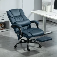 Vinsetto Massage Office Chair with 6 Vibrating Points, High Back Reclining Office Chair with Footrest and Remote, Blue(m-2)