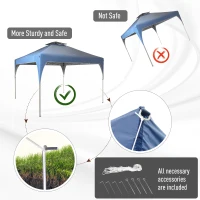Outsunny 10'x10' Pop Up Canopy, Easy Set Up Party Tent with 2 Tier Vented Roof and Carrying Bag for Outdoor, Garden, Camping, Blue(m-6)