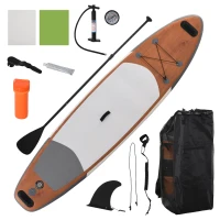Soozier Inflatable Stand Up Paddle Board Ultra-Light Yoga SUP with Non-Slip Deck Pad, Premium Accessories, Waterproof Bag, Safety Leash and Hand Pump for Surfing, Touring and Fishing, Brown(m-1)