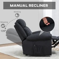 HOMCOM Manual Recliner Chair with Vibration Massage, Side Pockets, Microfibre Reclining Chair for Living Room, Black(m-5)