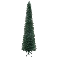 HOMCOM 7FT Artificial Christmas Tree Xmas Pencil Tree Holiday Home Indoor Decoration with Foldable Black Stand for Party, Green(m-11)