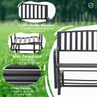 Outsunny Outdoor Glider Bench, Glider Bench for Outside Patio with Armrests, Slatted Seat & Backrest, Loveseat with Power Coated Steel Frame, Black(m-4)