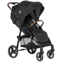 Qaba Lightweight Baby Stroller with One-Click Fold, Toddler Travel Stroller with Adjustable Backrest Footrest, Compact Stroller with All Wheel Suspension, Sun Canopy, Black(m-1)