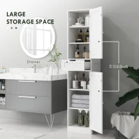 HOMCOM Freestanding Bathroom Cabinet with Drawer and 2 Doors, Tall Bathroom Cupboard for Kitchen, Study, Living Room(m-4)