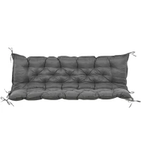 Outsunny Proch Swing Cushion, 59" x 40" x 4" Outdoor Bench Cushion with Backrest, 4" Thick Filling and String Ties, 3 Seater, Dark Grey(m-7)