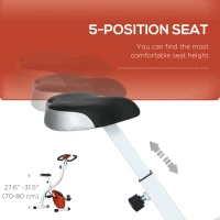 Soozier Foldable & Quiet Exercise Bike with 8-Level Magnetic Resistance, Pulse Sensor, Wheels and LCD Monitor, Red(m-6)
