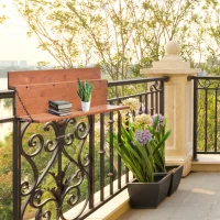 Outsunny Railing Hanging Table, Folding Balcony Table, Spruce Foldable Desk with Width 39.4 inch for Patio and Garden, Orange(m-8)