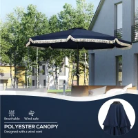 Outsunny 9ft Patio Umbrella Outdoor Table Umbrella w/ Tilt, Crank, Ruffled, 8 Ribs for Garden, Deck, Pool, Dark Blue(m-6)