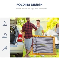 Outsunny 2-Person Sling Chair, Reclining Double Lounger for Patio, Beach, Camping, Lawn, Wood Folding Chair with Recliner Design for 2 Adults, White & Gray Stripes(m-6)