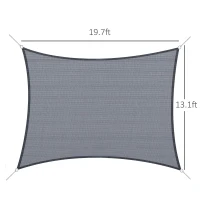 Outsunny 13' x 20' Sun Shade Sail Canopy Outdoor Shade Sail Cloth for Patio Deck Yard with D-Rings and Rope Included, Gray(m-3)