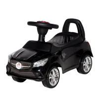 Aosom Kids Ride On Push Car, Foot-to-Floor Walking Sliding Toy Car for Toddler with Working Horn, Music, Headlights and Storage, Black(m-12)