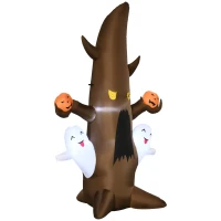 Outsunny 5' Halloween Inflatables Outdoor Decorations Ghost Tree with Pumpkins, Blow-Up LED Yard Decor Indoor Outdoor for Garden, Lawn, Party, Holiday(m-11)