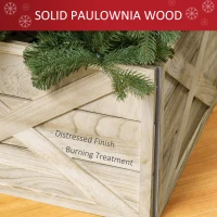HOMCOM 24" Farmhouse Christmas Tree Base Cover Wooden Christmas Tree Collar Box Home Decoration, Light Distressed Wood Finish(m-6)