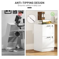 HOMCOM 2 Drawer Filing Cabinet with Lock, Office Storage Cabinet with Adjustable Hanging Bars for A4 Letter Size Files, White(m-7)