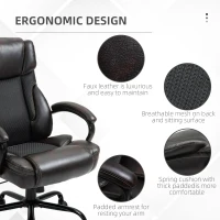 Vinsetto 484LBS Big and Tall Ergonomic Executive Office Chair with Wide Seat, High Back Adjustable Computer Task Chair Swivel PU Leather, Brown(m-4)