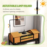 PawHut Tortoise Enclosure Tortoise House with Adjustable Lamp Holder Storage Shelf, Dual Main Houses, Openable Lid, Yellow(m-5)