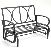 Outsunny 2-Person Outdoor Glider Chair, Patio Double Rocking Loveseat with Steel Frame and Cushions for Backyard, Garden and Porch, Khaki(m-9)