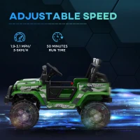 Qaba 12V Ride on Car, Ride on Truck w/ Remote, 4 Suspension Wheels, 3 MPH Max Speed, Music, Horn & Lights, Green(m-6)