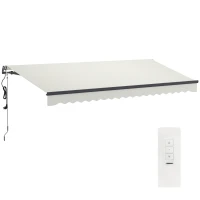Outsunny 15' x 10' Electric Retractable Awning with Remote Controller, All Aluminum Frame Patio Awning, UV30+ Protection, White(m-11)