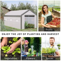 Outsunny 20' x 10' x 9' Walk-in Greenhouse with Roll Up Doors & 6 Windows Plant Growth Warm House Outdoor, PE Cover, White(m-4)