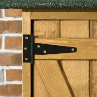 Outsunny Outdoor Storage Cabinet Wooden Garden Shed Utility Tool Organizer with Waterproof Asphalt Rood, Lockable Doors, 3 Tier Shelves for Lawn, Backyard, Natural(m-9)