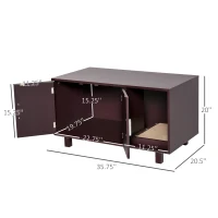 PawHut Wooden Cat Litter Box Enclosure & House, Kitty Hidden Washroom, with End Table Design, Scratcher, & Magnetic Doors, Brown(m-3)