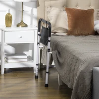 HOMCOM Height Adjustable Bed Rail for Seniors,  Adults, Bed Assist Rail with Safety Handle and Storage Pocket, White(m-8)