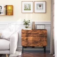 HOMCOM Folding Dining Table, Extendable Kitchen Table for Small Spaces with Storage Shelf and 6 Wheels, Rustic Brown(m-9)