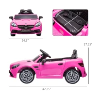 Aosom Mercedes SLC 300 Licensed Kids Electric Car with Remote Control, 12V Battery Powered Kids Ride on Car with Music, Lights, Suspension for 3-6 Years Old, Pink(m-3)