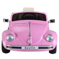 Aosom 6V Licensed Volkswagen Beetle Kids Electric Ride-On Car Battery Powered Motorized Vehicles W/ Remote Control,Horn Lights, MP3,Suspension,for 3-6 Years Old,Pink(m-7)