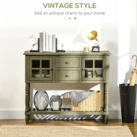 HOMCOM Vintage Console Table with 2 Drawers and Cabinets, Retro Sofa Table for Entryway, Living Room and Hallway, Light Grey(m-4)