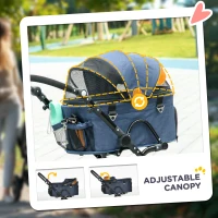 PawHut 2 in1 Foldable Pet Stroller and Detachable Travel Carriage with Lockable Wheels, Adjustable Handlebar Canopy and Zippered Mesh Window Blue(m-7)