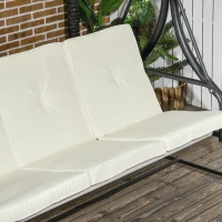 Outsunny Convertible Patio Swing Bed with Canopy and Cushions, 3 Seater Porch Swing for Outdoor, Backyard, Garden, Cream White(m-9)